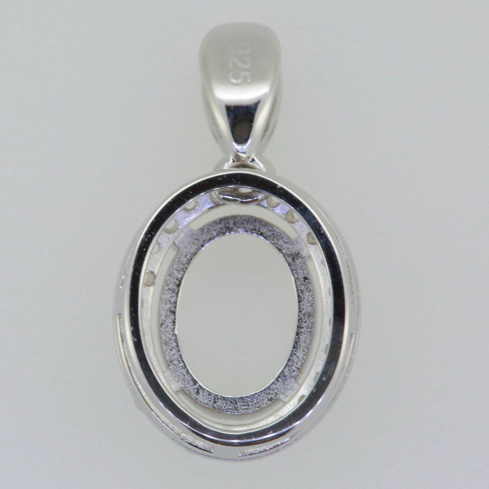 Sterling Silver Semi Mount Pendant Setting Oval OV 10x8mm Halo White Topaz - Syzjewelry