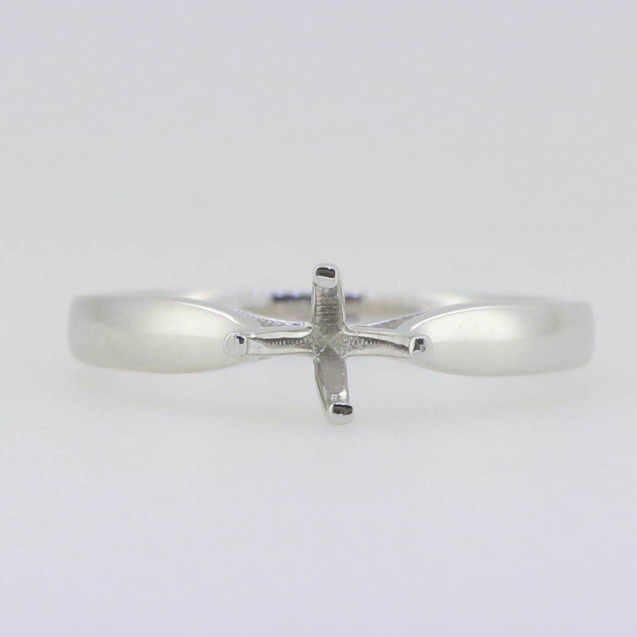 14K White Gold Semi Mount Ring Setting Round RD 6.5mm PJC18555R-1 - Syzjewelry