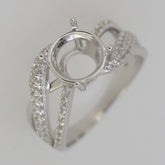 Sterling Silver Semi Mount Ring Setting Round RD 9x9mm Black Spinel White Topaz Split Shank - Syzjewelry