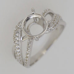 Sterling Silver Semi Mount Ring Setting Round RD 9x9mm Black Spinel White Topaz Split Shank - Syzjewelry