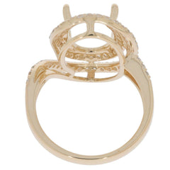 14K Yellow Gold Semi Mount Ring Setting Oval OV 11x9mm Bypass Double Halo - Syzjewelry