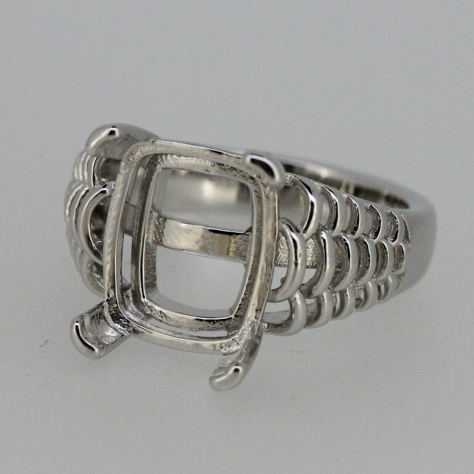 Sterling Silver Semi Mount Ring Setting cabochon Cushion Cu 12x10mm - Syzjewelry