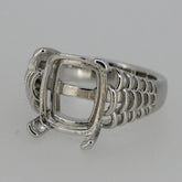 Sterling Silver Semi Mount Ring Setting cabochon Cushion Cu 12x10mm - Syzjewelry