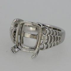 Sterling Silver Semi Mount Ring Setting cabochon Cushion Cu 12x10mm - Syzjewelry