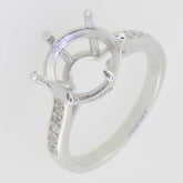 Sterling Silver Semi Mount Ring Setting Round RD 11x11mm White Topaz - Syzjewelry