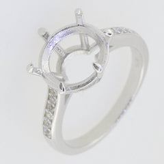 Sterling Silver Semi Mount Ring Setting Round RD 11x11mm White Topaz - Syzjewelry