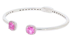 Sterling Silver Semi Mount Bangle Bracelet Setting Cushion CU 7X7mm - Syzjewelry