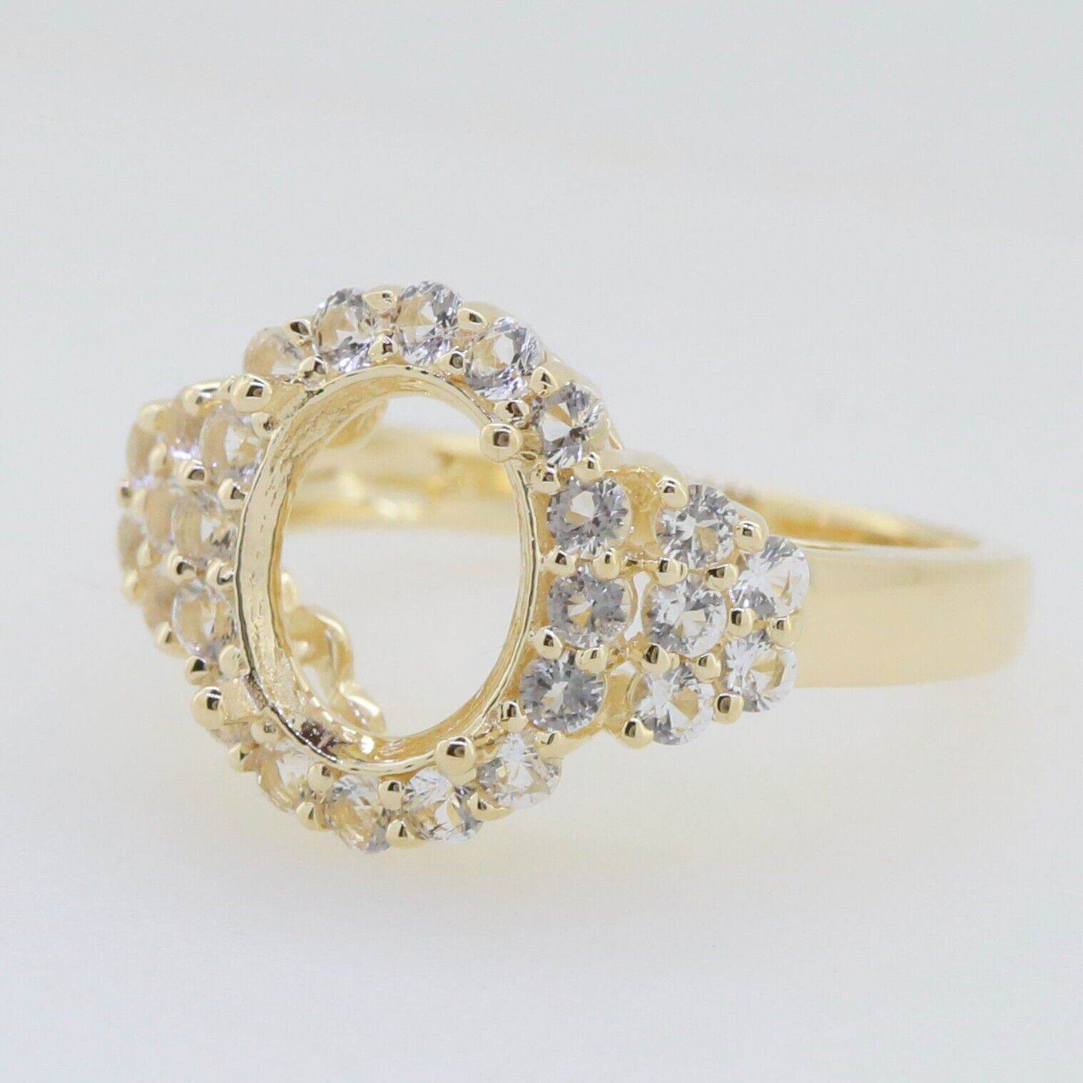 14K Yellow Gold Semi Mount Ring Setting Oval OV 10x8 Halo - Syzjewelry