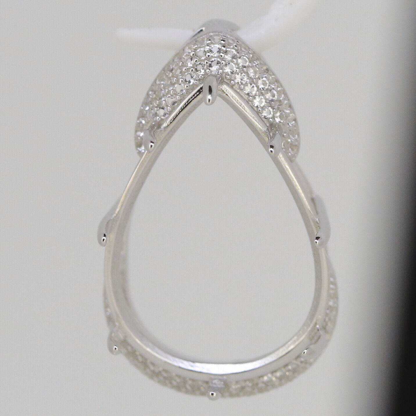 Sterling Silver Semi Mount Pendants Setting PE 24x18mm White Topaz - Syzjewelry