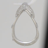 Sterling Silver Semi Mount Pendants Setting PE 24x18mm White Topaz - Syzjewelry