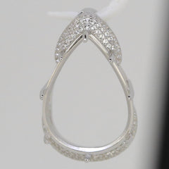 Sterling Silver Semi Mount Pendants Setting PE 24x18mm White Topaz - Syzjewelry