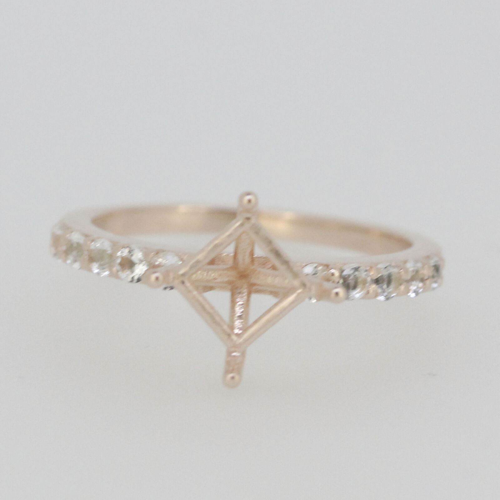 2 Pc 14K Rose Gold Semi Mount Ring Setting Princess SQ 6x6mm Engagement - Syzjewelry