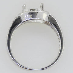 Men's Sterling Silver Semi Mount Ring Setting Round RD 9x9mm Halo - Syzjewelry