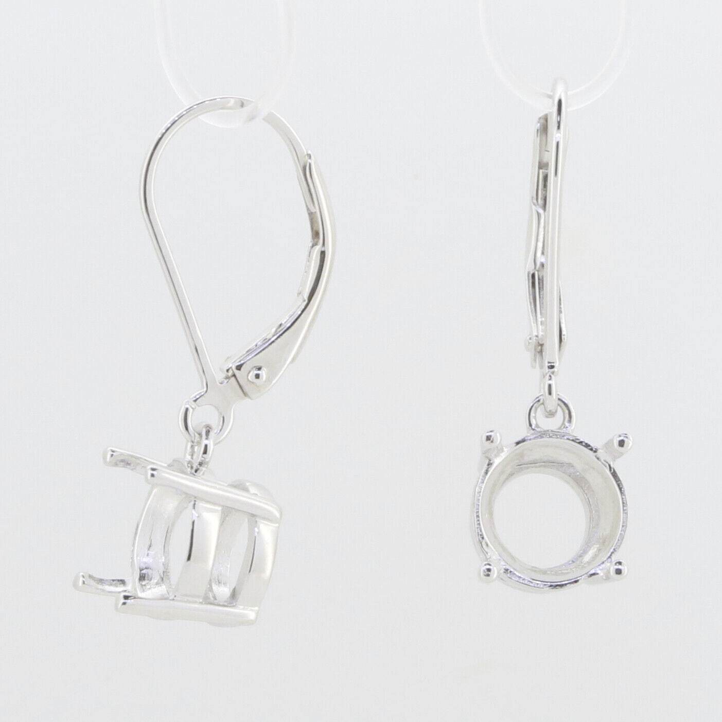 Sterling Silver Semi Mount Earrings Setting Round RD 8x8mm White Topaz - Syzjewelry