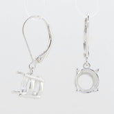 Sterling Silver Semi Mount Earrings Setting Round RD 8x8mm White Topaz - Syzjewelry