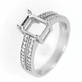 Sterling Silver Semi Mount Ring Setting Oct 7x5mm White Topaz Split Shank L273R2 - Syzjewelry