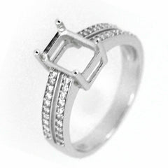 Sterling Silver Semi Mount Ring Setting Oct 7x5mm White Topaz Split Shank L273R2 - Syzjewelry
