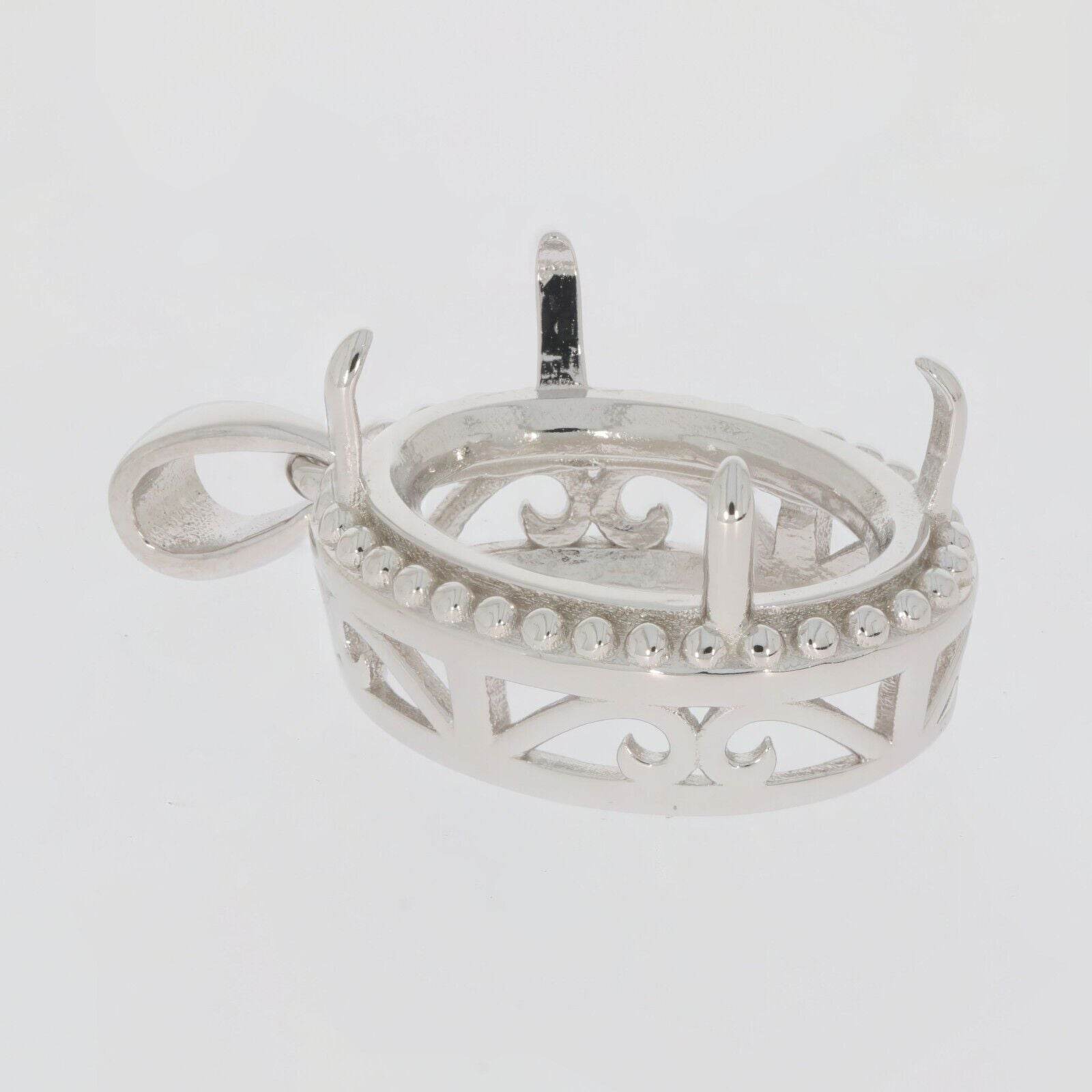 Sterling Silver Semi Mount Pendant Setting Oval OV 16X12mm 16867P - Syzjewelry