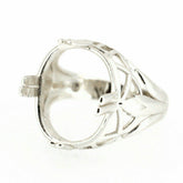 Sterling Silver Semi Mount Ring Setting Oval OV 18x13mm Art Deco Style - Syzjewelry