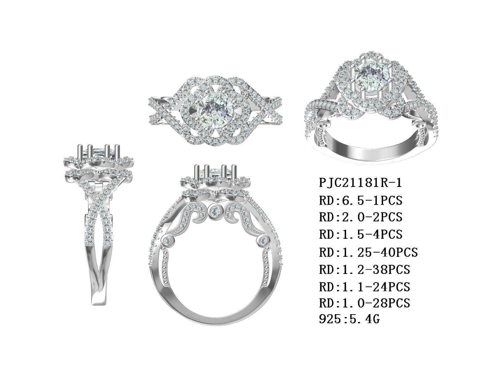 Sterling Silver Semi Mount Ring Setting Round RD 6.5x6.5mm RD 6 Halo E - Syzjewelry