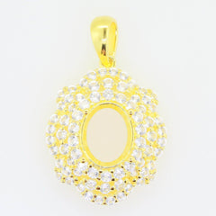 Yellow Gold Plated Sterling Silver Semi Mount Pendant Setting Oval OV 10x8mm - Syzjewelry