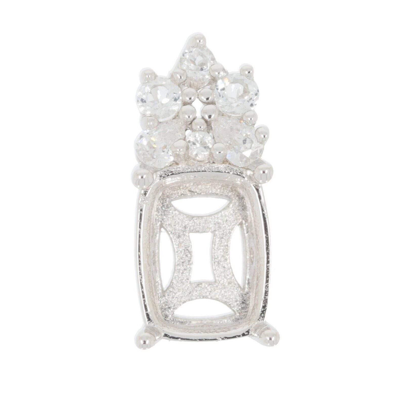 Sterling Silver Semi Mount Pendant Setting Cushion CU 9x7mm - Syzjewelry