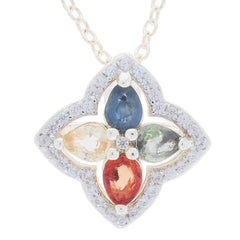 Sterling Silver Semi Mount Pendant Setting Pear PE 4X3mm Clover White - Syzjewelry