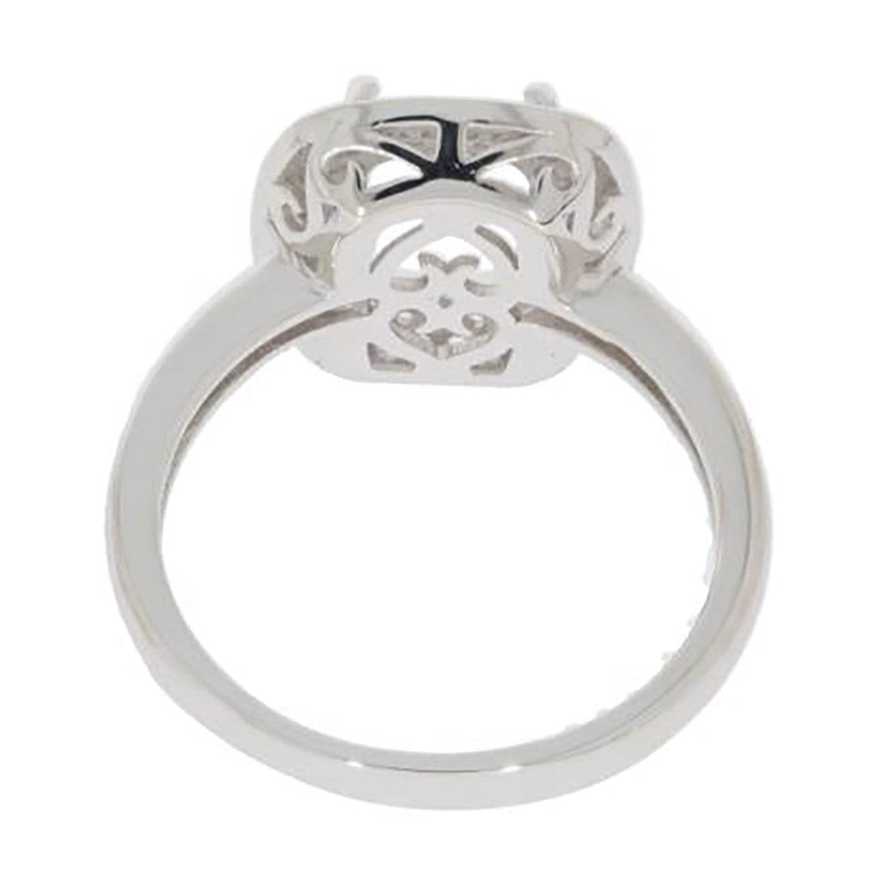 Sterling Silver Semi Mount Ring Setting Cushion CU 9x7mm Double Halo Topaz - Syzjewelry