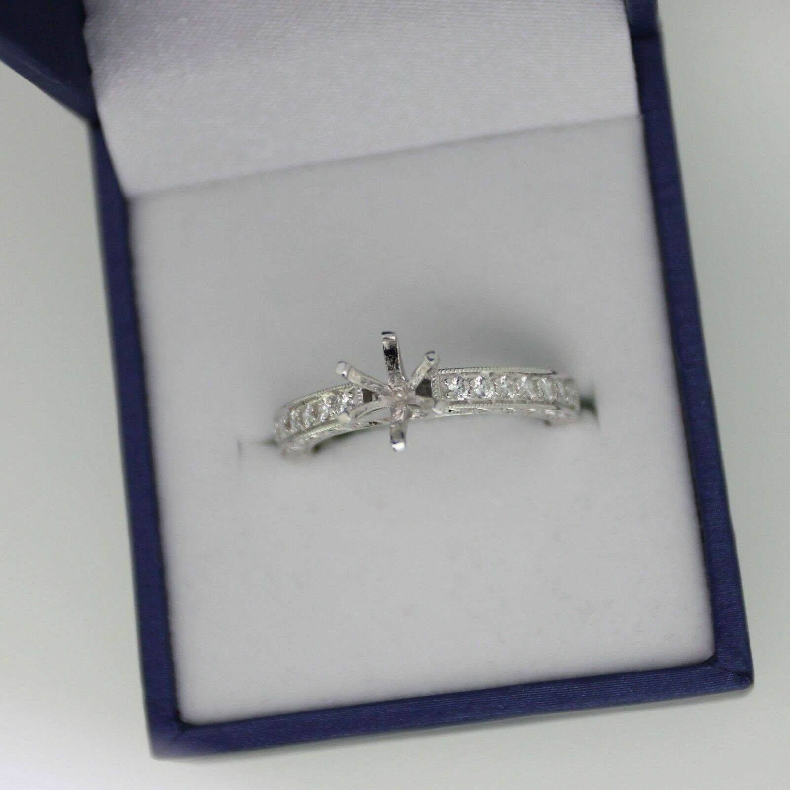 Art Deco Style Semi Mount Ring Setting Round Rd 6.5x6.5mm Engagement - Syzjewelry