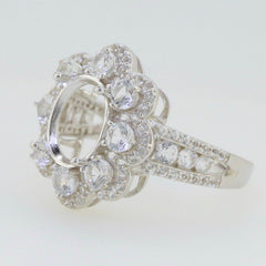 Sterling Silver Semi Mount Ring Setting OV 10X8mm White Topaz - Syzjewelry