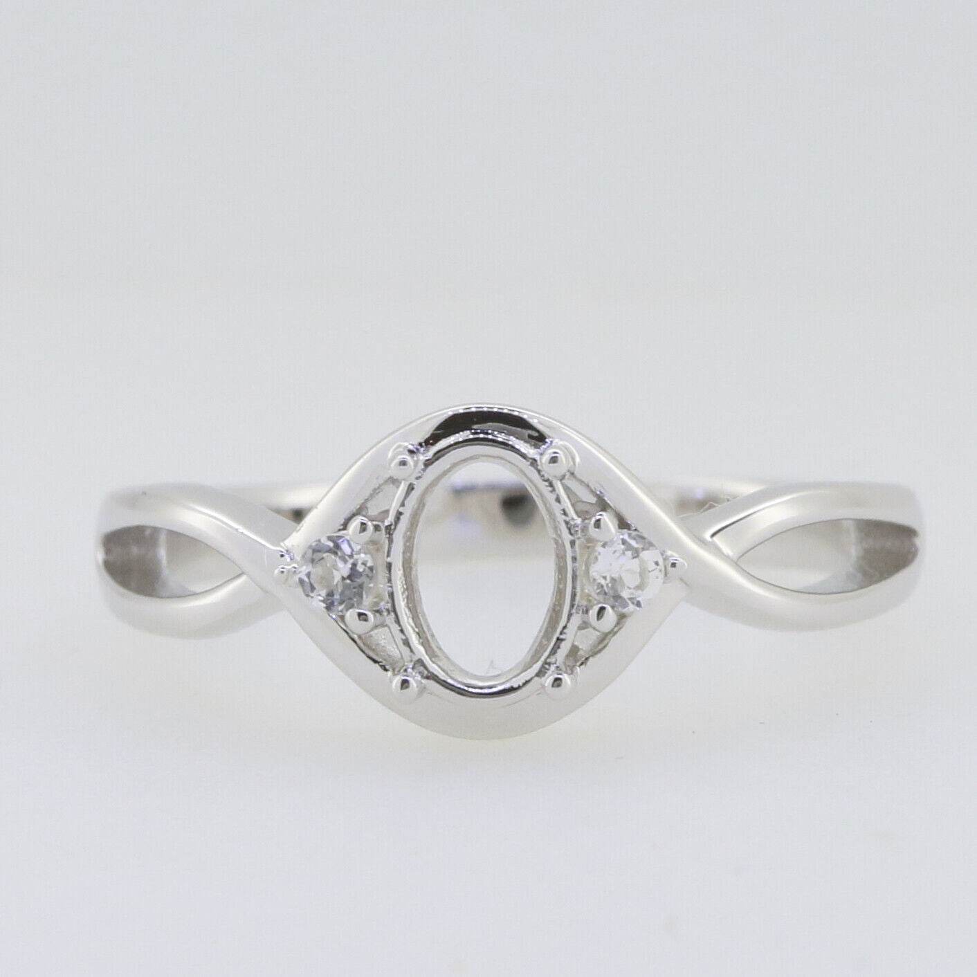 Sterling Silver Semi Mount Ring Setting Oval OV 7x5mm Twisted Shank Wh - Syzjewelry