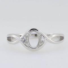 Sterling Silver Semi Mount Ring Setting Oval OV 7x5mm Twisted Shank Wh - Syzjewelry
