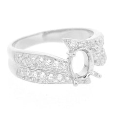 Sterling Silver Semi Mount Ring Setting Oval OV 8x6mm White Topaz - Syzjewelry