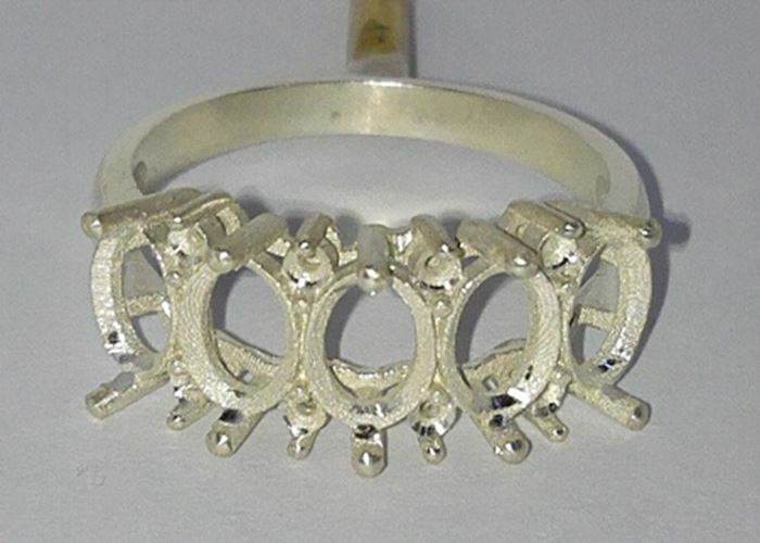 Solid Sterling Silver Semi Mount Ring Setting OV 7X5mm White Topaz Solid - Syzjewelry