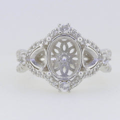 Sterling Silver Semi Mount Ring Setting Oval OV 10X8mm White Topaz P0022PJC2 - Syzjewelry