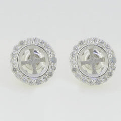 14K White Gold Semi Mount Earrings Setting Round RD 8x8mm Solid - Syzjewelry
