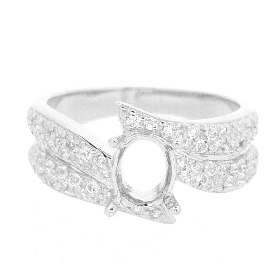 Sterling Silver Semi Mount Ring Setting Oval OV 8x6mm White Topaz - Syzjewelry