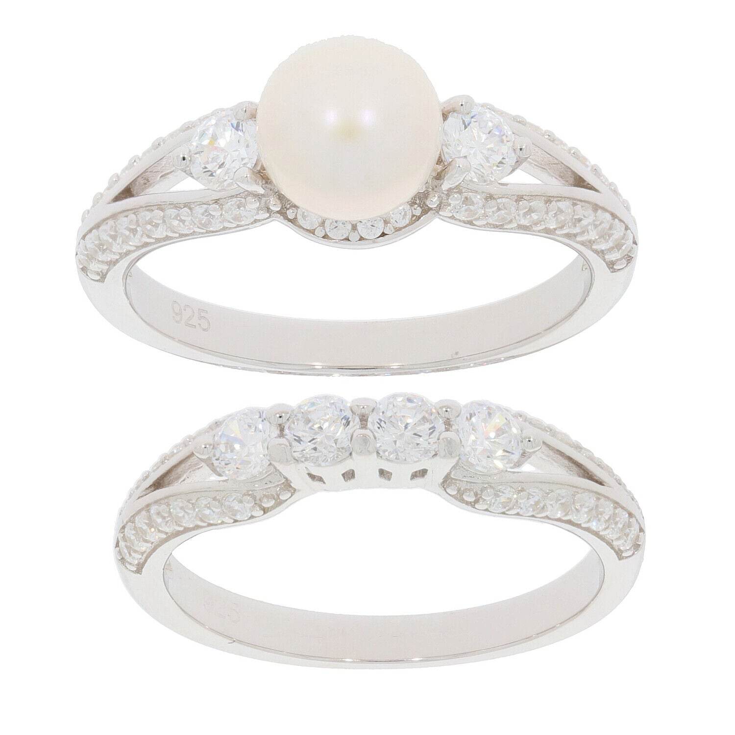 2 piece Set Sterling Silver Semi Mount Ring Setting Round RD 8X8mm Pearl - Syzjewelry