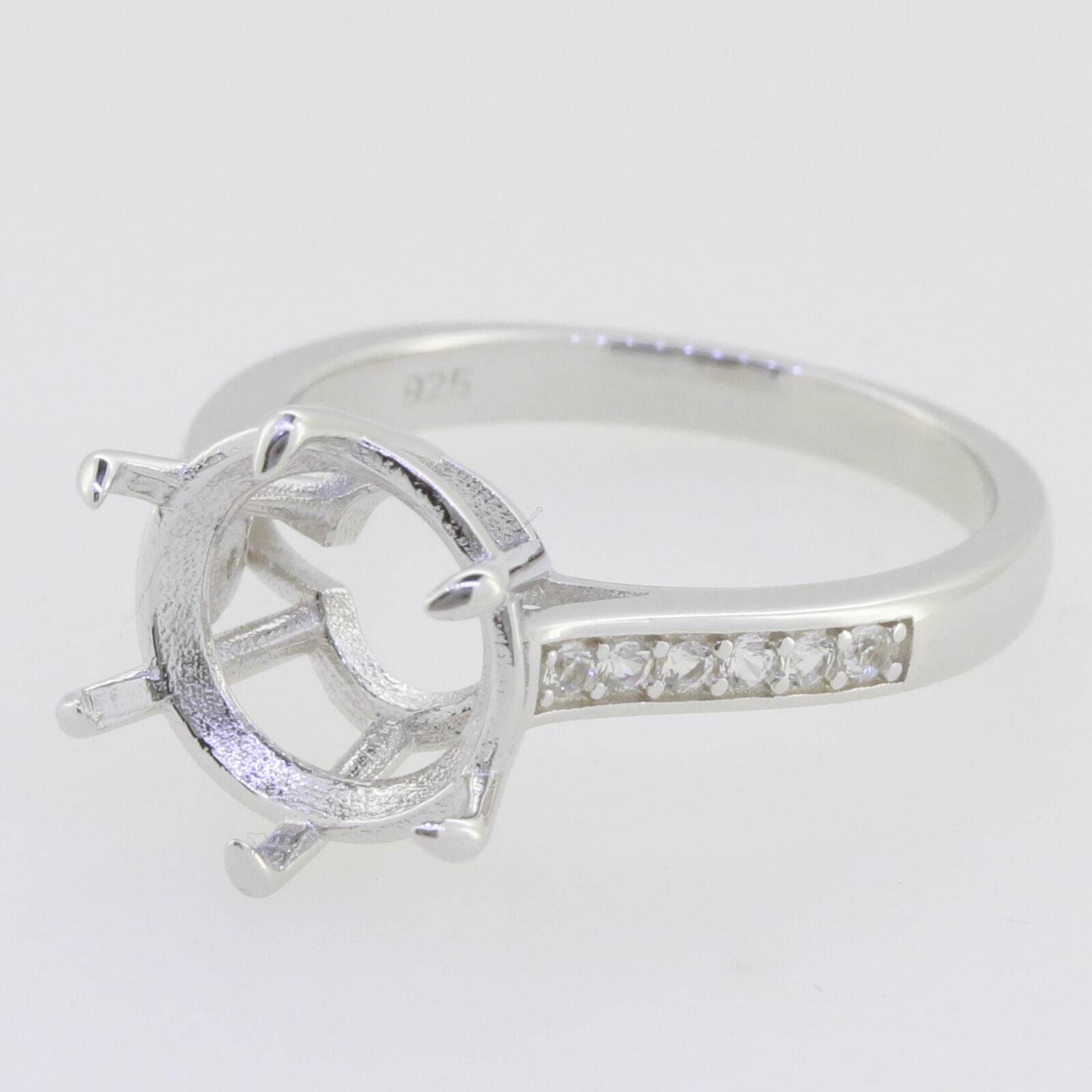 Sterling Silver Semi Mount Ring Setting Round RD 11x11mm White Topaz - Syzjewelry