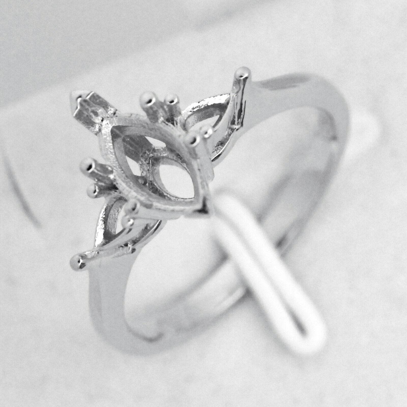 Sterling Silver Vintage Style Semi Mount Ring Setting Marquise MQ 10x5mm & PE4x3 - Syzjewelry