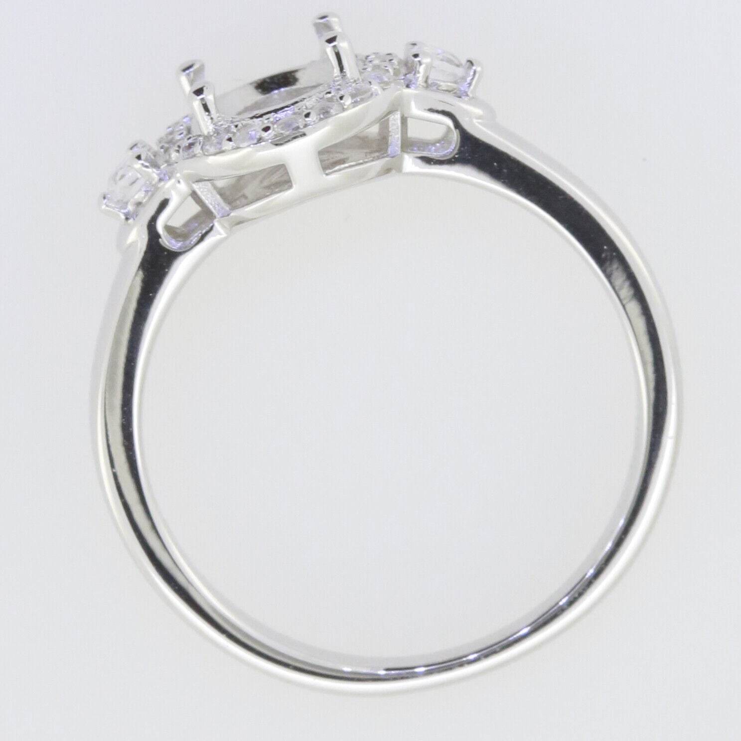 Sterling Silver Semi Mount Ring Setting Oval OV 8x6mm Halo White Topaz - Syzjewelry