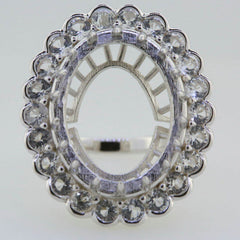 14K White Gold Semi Mount Ring Setting Oval OV 20x15mm - Syzjewelry