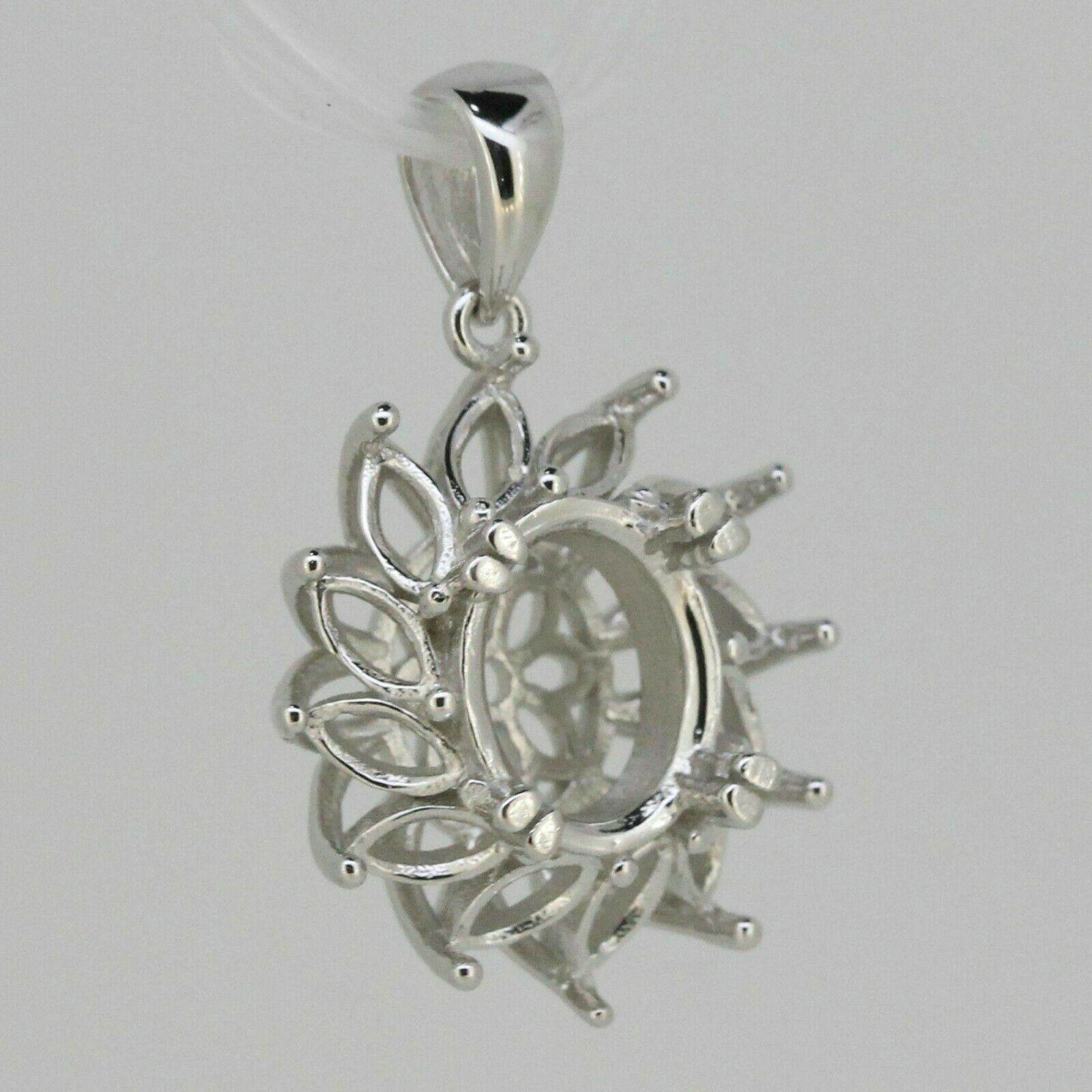 Sterling Silver Semi Mount Pendant Setting Oval OV 10x8mm Marquise 5x2.5mm - Syzjewelry