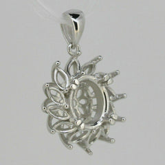 Sterling Silver Semi Mount Pendant Setting Oval OV 10x8mm Marquise 5x2.5mm - Syzjewelry