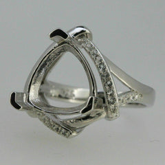 Sterling Silver Semi Mount Ring Setting Trillion Tri 13x13mm - Syzjewelry