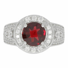 Sterling Silver Semi Mount Ring Setting RD 8x8mm Halo w/ White Topaz or Black Spinel - Syzjewelry