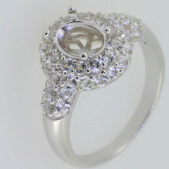 Sterling Silver Semi Mount Ring Setting Oval OV 8X6mm White Topaz - Syzjewelry