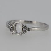 Sterling Silver Semi Mount Ring Setting Oval OV 6x5mm With Accent White Topaz - Syzjewelry