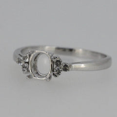 Sterling Silver Semi Mount Ring Setting Oval OV 6x5mm With Accent White Topaz - Syzjewelry