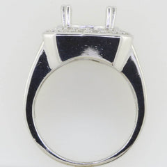 Men's Sterling Silver Semi Mount Ring Setting Oval OV 15x12mm Unisex - Syzjewelry